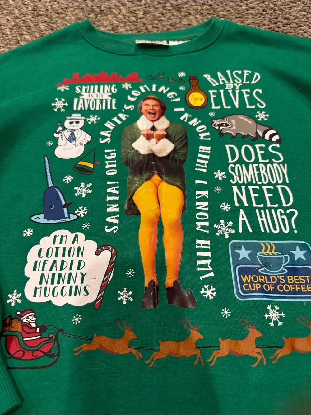 Hoodie and t shirt from Elf movie